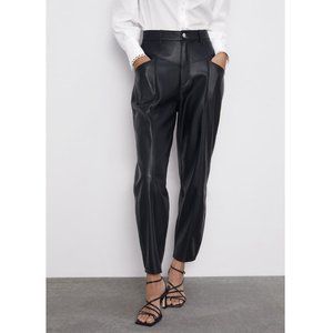 ZARA | High Rise Faux Leather Trousers | Size: M